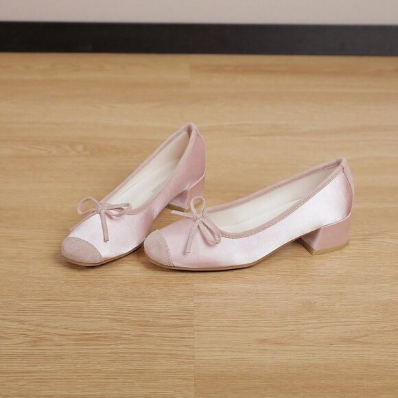 Pink Basics Women's Square Toe Chunky Heel Shoes - Picture 2 of 8